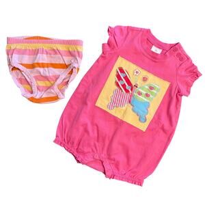 Hanna Andersson Baby Girl Bundle Bodysuit & Bloomers Size 6-12months Pink Cotton